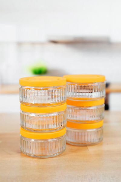 ZURİ DESİGN 6-Piece Airtight Glass Breakfast Set - 140 Cc |   Orange Lid, Leakproof Storage Container