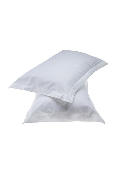 Kotonia Home Set of 2 Hotel Pillowcases Ranforce Pakistan With Oxford Frames, 100% Cotton, 40x40 Cm, White