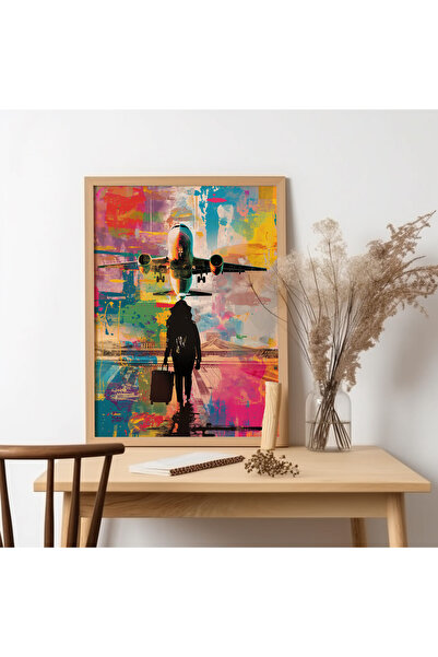 UNT Pictură de călătorie în stil pop art cu rama din lemn