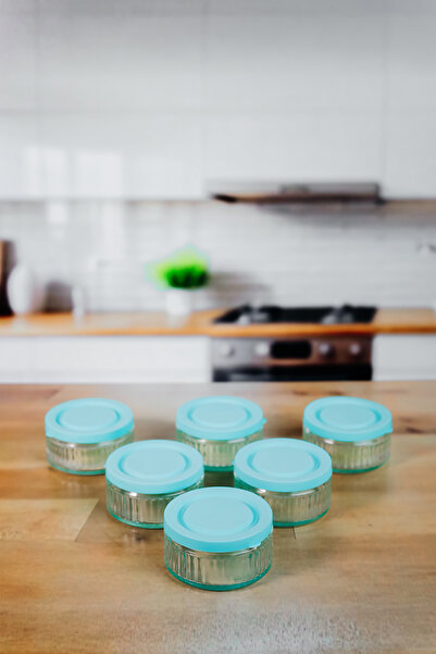 ZURİ DESİGN Breakfast Set - Leakproof Storage Container 140 Cc | Turquoise Lid, Airtight Glass