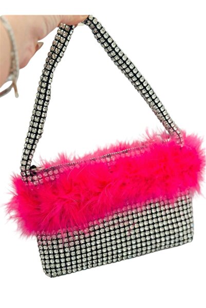 MyladyAccessoriess Geantă Byyeşo cu design cu pene și detalii din piatră inte...