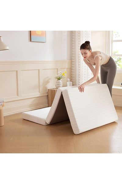 Comfy Portable White Knitted Cotton 180x90x10cm Medicated Folding Mattress