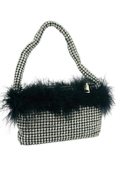 MyladyAccessoriess Geantă Byyeşo cu design cu pene și detalii din piatră inte...