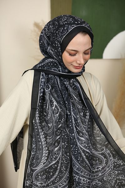 aldyoo Retro Ethnic Pattern Cotton Viscose Shawl Black