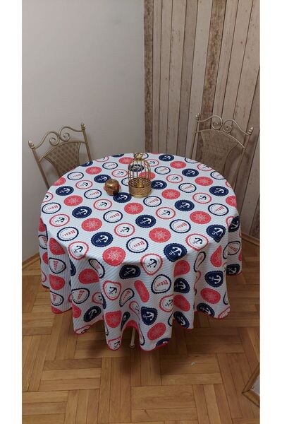 gonk Round, Sea Pattern, Duck (Liquid Pusher, Stain Proof) Fabric, Tablecloth