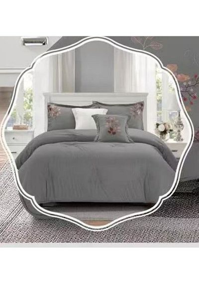 smart home Embroidered Single Duvet Set, Double Sided Comforter, 4 Piece Bedspread, 100% Microfiber