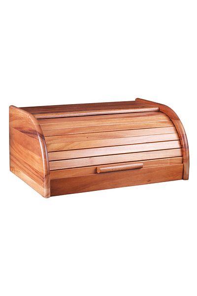 Billi Bread box with foldable wooden lid made of natural Thai wood