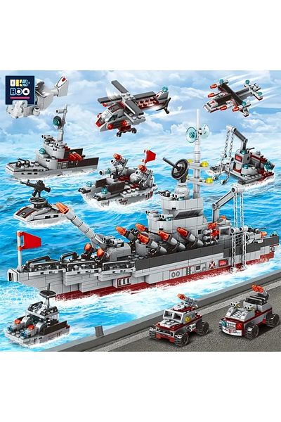 miniarpturkiye Military Ship Aircraft Cruiser Building Blocks Warship Truck Bricks Construction Toy