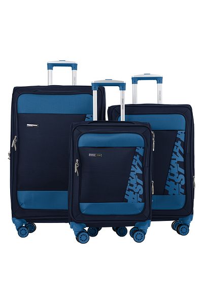 PARAJOHN Hyper Trek 3 Pieces Set 8 Wheels Soft Luggage - Navy