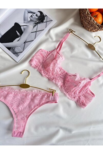 La Linaa Σετ σουτιέν Anna Pink Lace Underwire Καπέλο Καπέλο