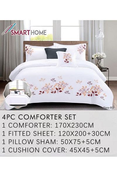 smart home Embroidered quilt set for a person, double-sided quilt, 4-piece bedspread, 100% microfiber 170X230cm