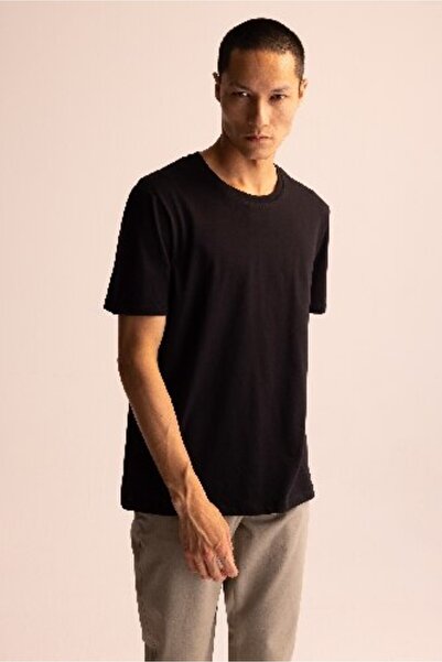 DeFacto Μπλουζάκι με κανονική εφαρμογή Crew Neck Basic μονόχρωμο κοντό μανίκι 100% βαμβάκι M7666az23sp