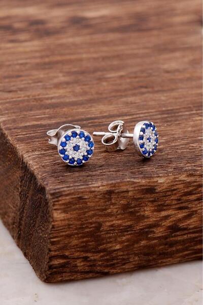 Sümer Telkari Nazar Boncuklu Tasarım Taşlı Gümüş Küpe 3823