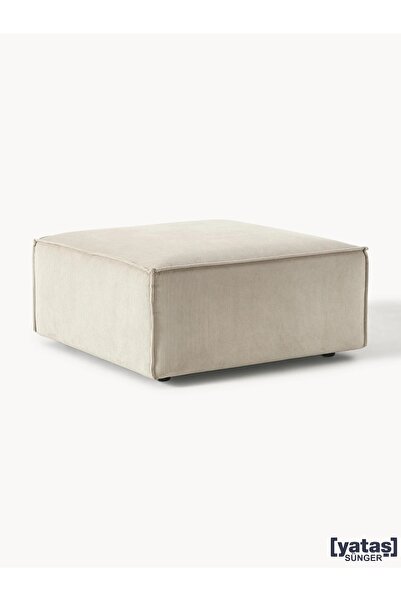 Mobilya Stant Most Mollis Kare Puf Silinebilir Kırık Beyaz Fitilli Kadife Kumaş Yumuşak Sünger (Evinize Teslim)