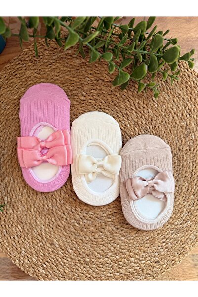 vikivin bebe 3'lü Set Fiyonklu Kız Bebek Çorapları