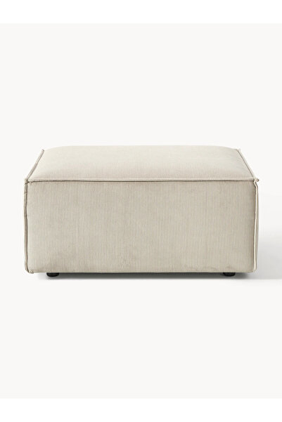 Mobilya Stant Most Mollis Kare Puf Silinebilir Kırık Beyaz Fitilli Kadife Kumaş Yumuşak Sünger (Evinize Teslim)