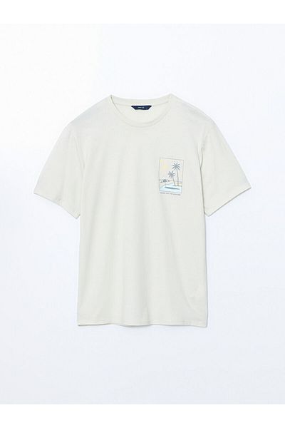 LC Waikiki New Season Crew Neck Κοντό μανίκι εμπριμέ χτενισμένο βαμβακερό ανδρικό Tisort - S5K463Z8