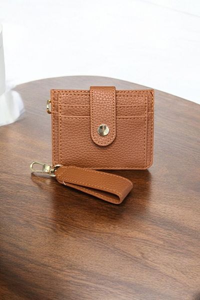 Classbag Women's Tan Mini Wallet with Keychain and Card Holder Detail