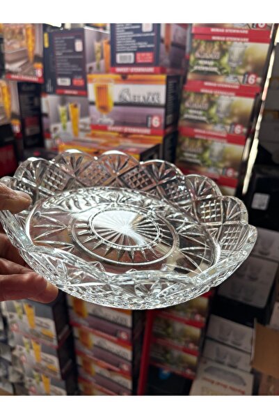 DİBA AVM 2 Pieces Crystal Glass Presentation Bowl Fruit Bowl Diameter 20X20Cm Height 4.5 cm