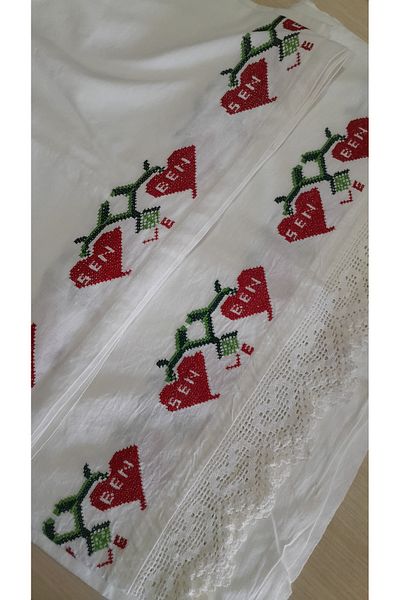 Papatyam 2 Pieces Calico Hand Knitted Vintage Lace Dowry Holder Hand Embroidered