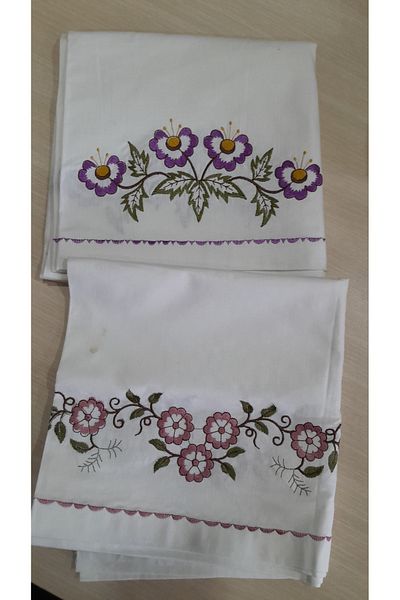 Papatyam Machine Work 2 Pieces Pillow (50X100) Lace/Vintage/Dowry/Embroidery