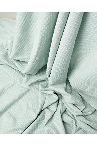 Kumaş Parça قطن محبوك صناعي باللون الأخضر النعناعي (العرض 150 سم × الطول 280 سم)