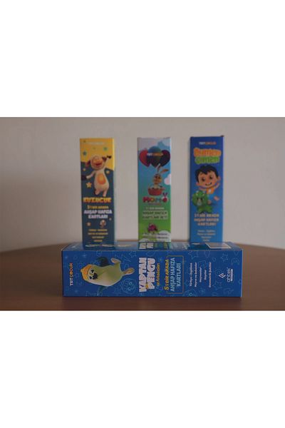 Ahtek Trt Captain Pengu and Friends Wooden Memory Cards Set English Turkish