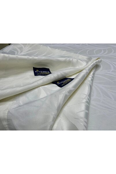 NİVEMESHOME Nivemeshome 100X140 Cream Leaf Patterned Stain-Proof Table Cloth