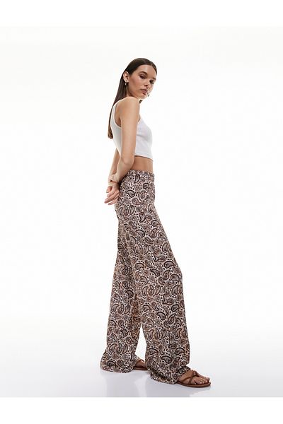 Koton New Season Elastic Waist Comfortable Fit High Waist Wide Leg Summer Trousers Wrap