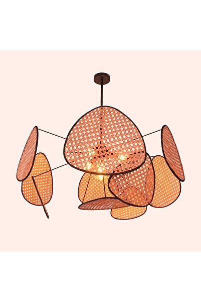 Mylamp Bulut Kiremit Doğal Hazeran Avize 75x35 cm, 9+1 Yaprak ve 3+1 Duylu 30 cm