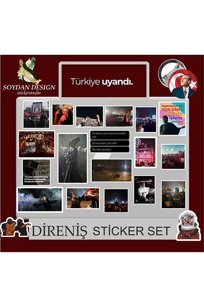 Kopisan Turkey Woke up 19 March Resistance Trip Ekrem Phone Agenda Motor Sticker Durable Label Set