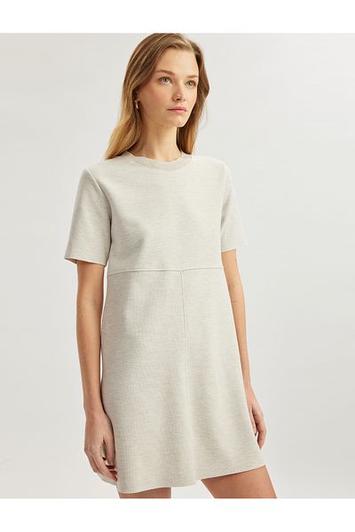 Koton New Season Regular Fit Crew Neck Short Sleeve Mini Dress