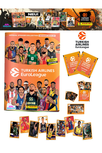 hediyecik حزمة المبتدئين من ألبوم ملصقات Panini Turkish Airlines Euroleague 2025