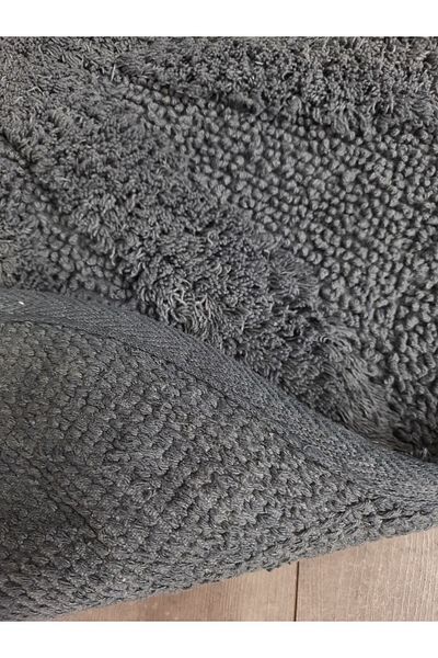 Dokumacıoğlu Χαλί μπάνιου Daisy Anthracite από φυσικό βαμβάκι 100x100 cm Μονοκόμματο υφαντό χαλάκι μπάνιου