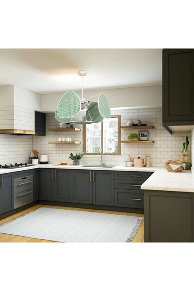 Mylamp Yeşil Bulut Doğal Hazeran 55 x 35 cm 4+1 Yaprak Avize 30 cm