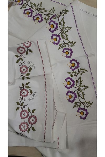 Papatyam Machine Work 2 Pieces Pillow (50X100) Lace/Vintage/Dowry/Embroidery
