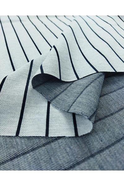 Kumaş Parça Γκρι Navy Blue με ρίγες από ατσάλι πλεκτό (Πλάτος 180 cm x Μήκος 110 cm)