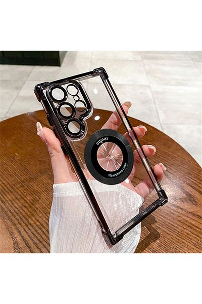 Choice جراب فاخر مطلي بماج سيف لهاتف سامسونج إس 24 بلس، أسود، لهاتف سامسونج جالاكسي إس 25، إس 24 ألترا، إس 23 إف إي، إس 22 بي