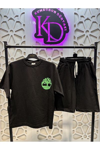 KUMRUNUN DÜNYASI Boys Short Sleeve Back Printed T-Shirt and Shorts 2 Piece Set