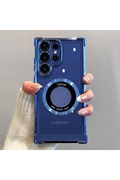 Choice جراب فاخر مطلي بماج سيف باللون الأزرق لهواتف سامسونج S24 ألترا، متوافق...