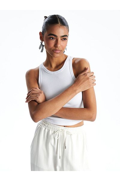 LC Waikiki Xside White Crew Neck Textured Women's Athlete