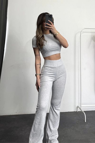 MOZENA Basic Crop Leggings Double Set