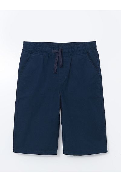 LC Waikiki Standard Mold 100% Cotton Gabardine Fabric Boys Bermuda with Elastic Waist and Laces