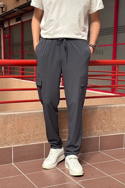 inpool Men, Regular Fit, Parachute Fabric, Cargo Pocket, Elastic Trousers 24Inp276