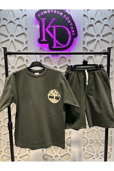 KUMRUNUN DÜNYASI Boys Short Sleeve Back Printed T-Shirt and Shorts 2 Piece Set