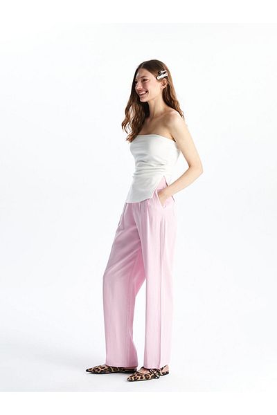LC Waikiki New Season Linen Mixed Women's Pleated Trousers - S5Gt52Z8