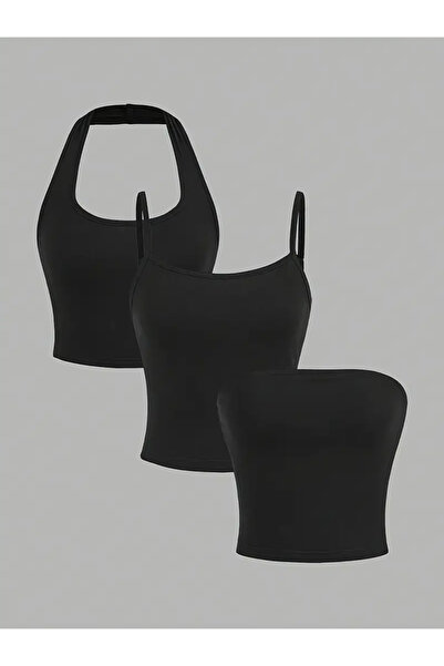 npLStore Kadın 3'lü Yeni Sezon Nefes Alabilen Pamuklu Crop Büstiyer