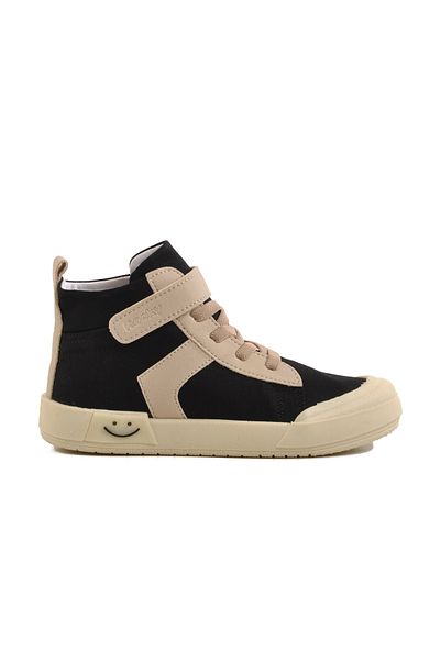 AYAKMOD Pantofi sport pentru copii negri cu velcro până la gleznă 7465 F