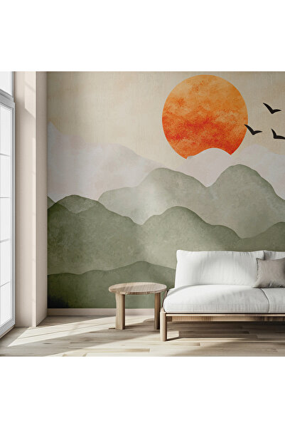 dreamwall Minimalist Günbatımı Desenli Duvar Kağıdı -Isı ve Ses Yalıtımı