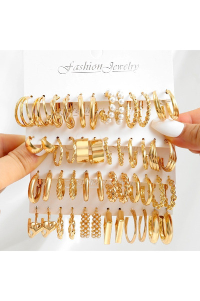 Choice مجموعة أقراط دائرية كبيرة جديدة من بوهو W5670901HB للنساء، أقراط لؤلؤ ...